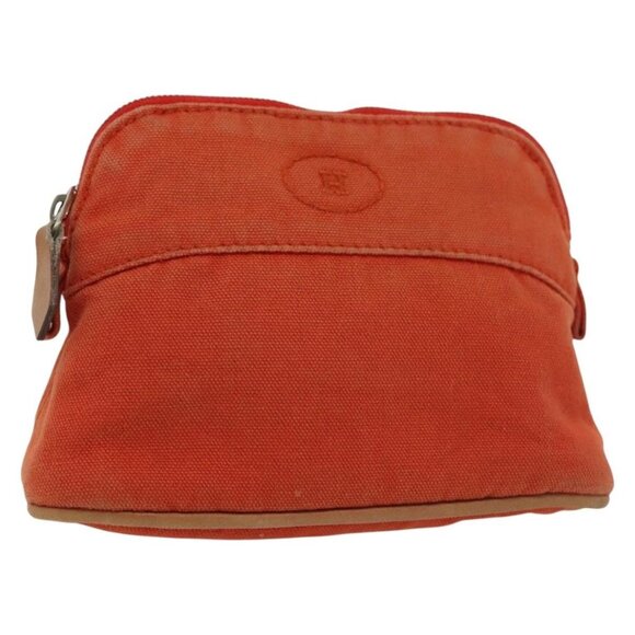 HERMES Bolide Pouch PM Pouch Canvas Orange Silver Auth ti3344 - Picture 1 of 16